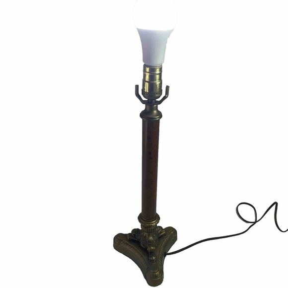 HLWD Regency Faux Brass Wood Candlestick Table Lamp Triangular Base 18 Excelsior - Picture 2 of 15